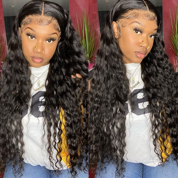 Water Wave Lace Front Wig 13x6 HD Transparent Lace Frontal Wig 30 inch Human Hair Wigs