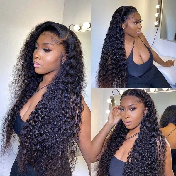 Water Wave Human Hair Bundles with Frontal HD Lace Frontal with Bundles - LollyHair