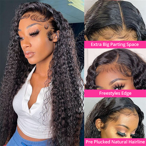 Wet and Wavy Wigs 13x4 HD Water Wave Lace Front Wig Pre Plucked Human Hair Wigs