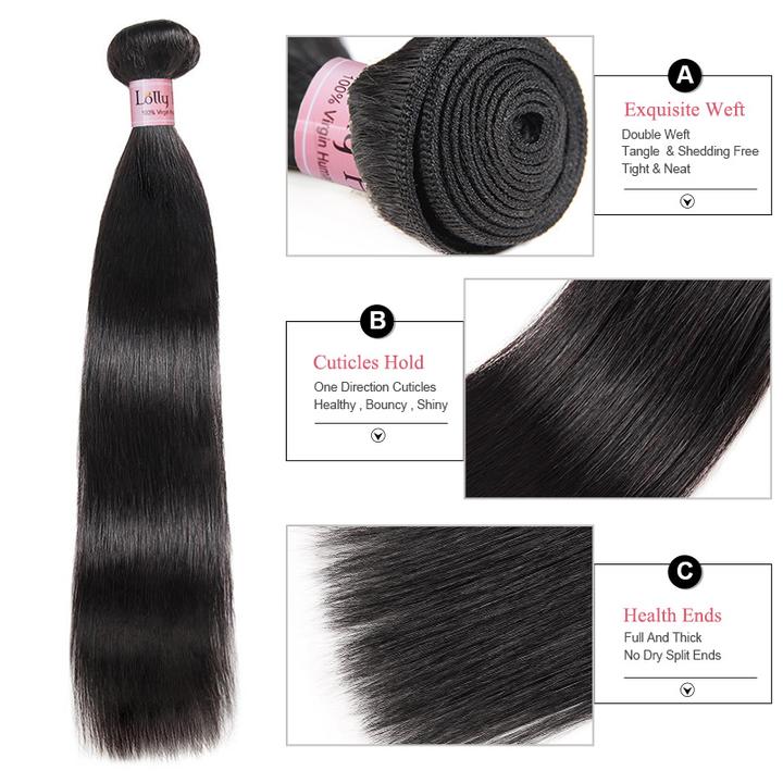 Straight Human Hair Weave Bundles 100% Unprocessed Human Hair