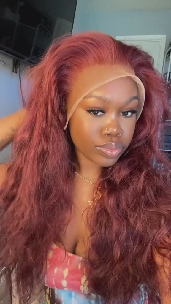 Lolly Hair Pre-plucked Wear Go Glueless Reddish Brown Body Wave 13x4 HD Lace Front Wig Trends 2023 Colored Human Hair Wigs