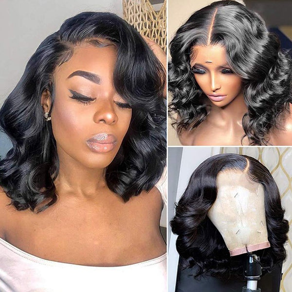 Short Bob Wig 13x4 HD Lace Front Human Hair Wigs BOB Wigs for Black Wo ...