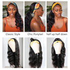 Headband Wig Human Hair 150% Brazilian Body Wave Wig for Women Glueless Scarf Wig - LollyHair