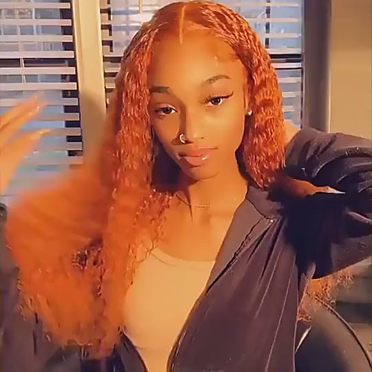 Ginger Orange Bundles With Closure Colored Kinky Curly Bundles with 4x4 Lace Closure