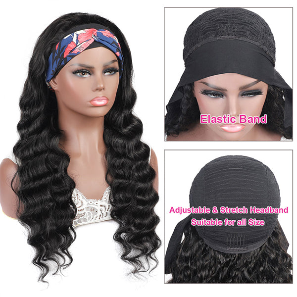 Loose Deep Wave Headband Wigs Glueless Human Hair Wigs for Women