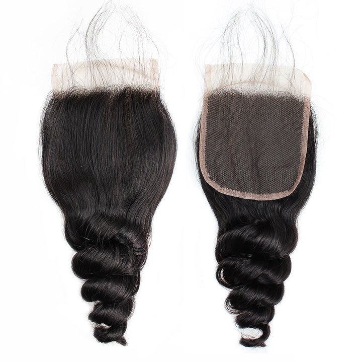 Lolly Hair Peruvian Virgin Loose Wave Human Hair 4 Bundles with 4x4 Lace Closure : LOLLYHAIR