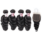 Lolly Hair Peruvian Virgin Loose Wave Human Hair 4 Bundles with 4x4 Lace Closure : LOLLYHAIR