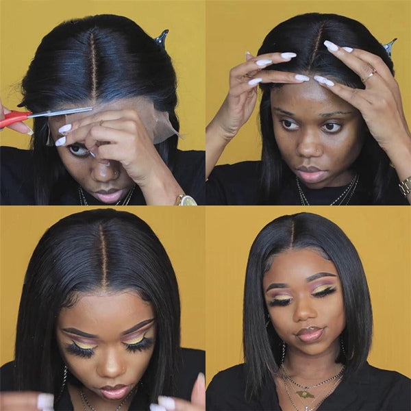 Bob Lace Front Wigs 13x4 Straight Lace Front Wig Pre Plucked 150% Bob Closure Wig - LollyHair