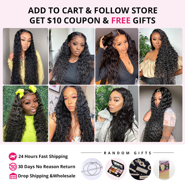 Indian Virgin Human Hair Water Wave 3 Bundles with 4*4 HD Lace Closure - LollyHair